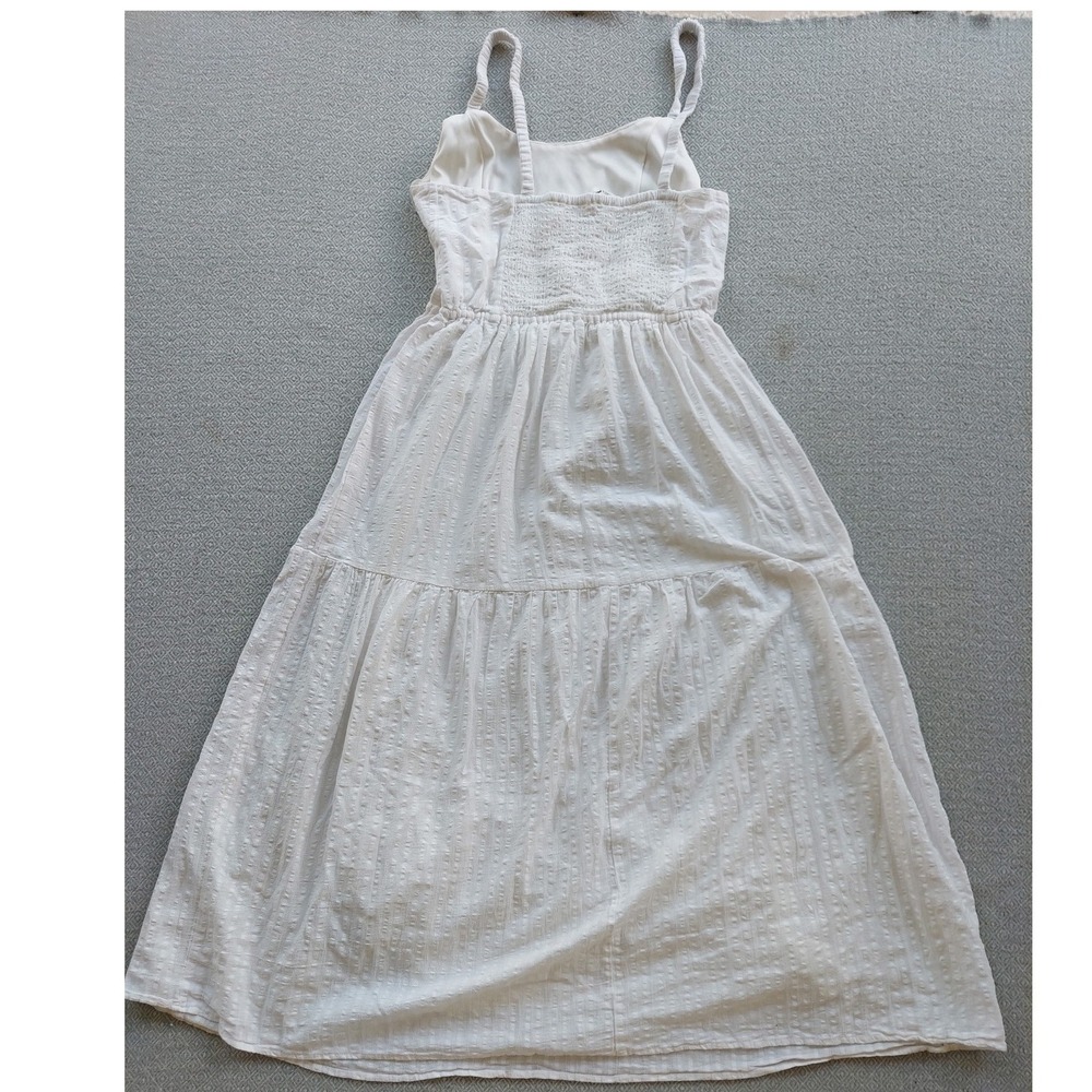 Lucky Brand Dress Womens Medium White YS4W52509R Maxi Tiered Cotton Smocked Back - Picture 6 of 6